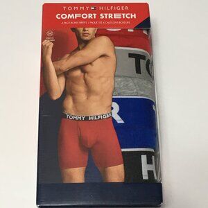 Tommy Hilfiger Mens 4 Pack Large Boxer Briefs - Red Gray Blue Black